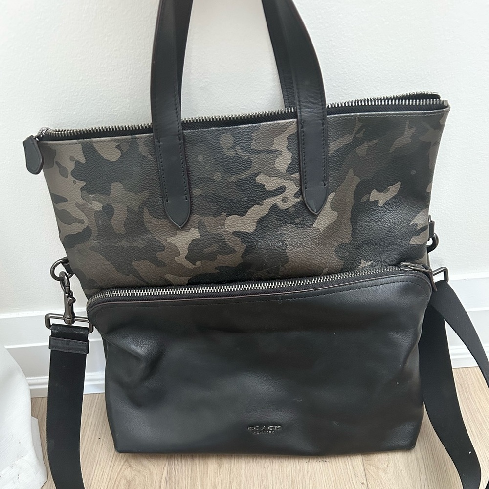 Coach Graham Foldover Tote with camo print